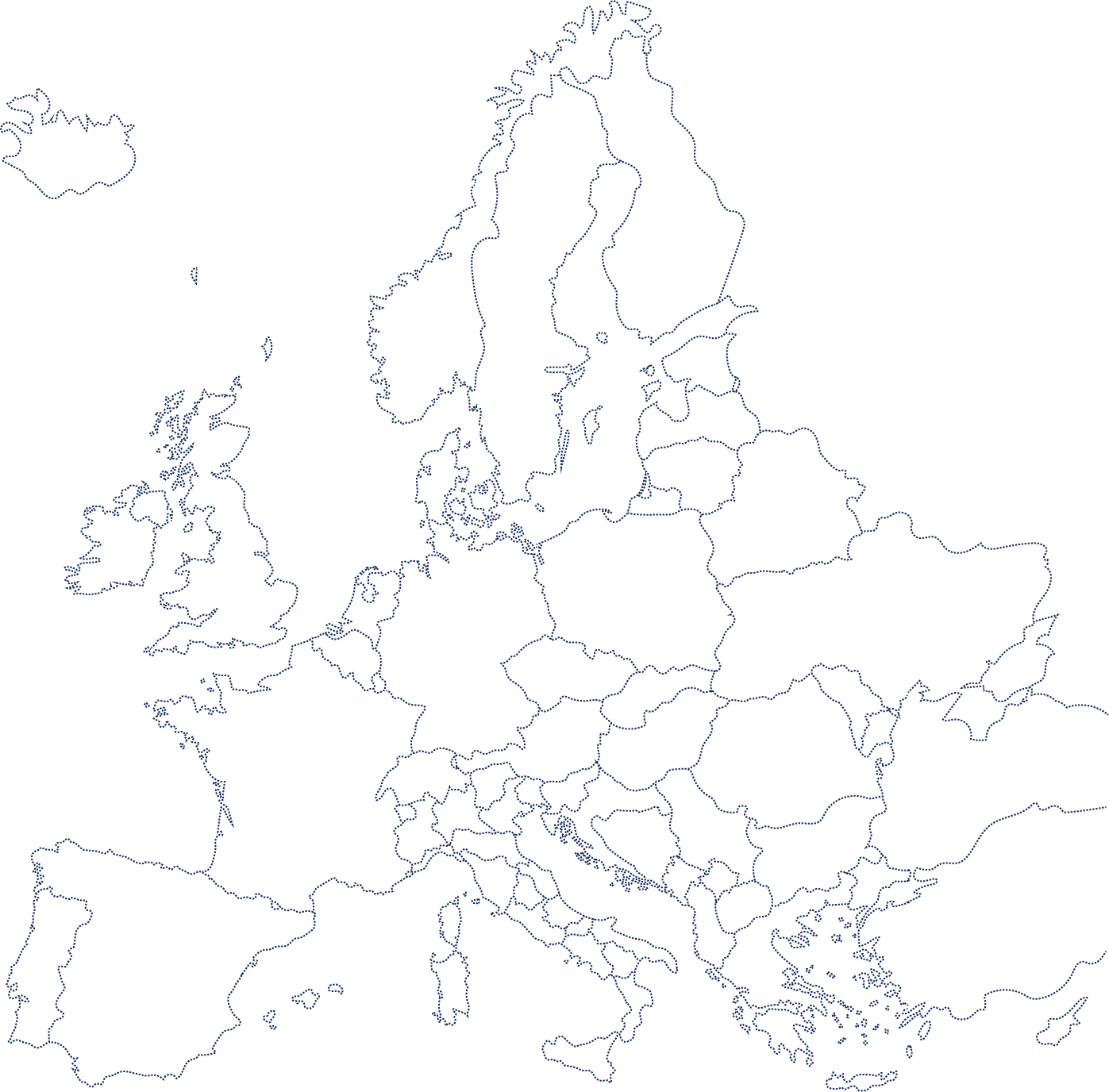 Cartina geografica muta dell'Europa, con particolare dettaglio per l'Italia suddivisa in modo più specifico per regioni. Sulla cartina sono presenti delle aree cliccabili che si evidenziano al passaggio del mouse e che collegano ogni zona con un link interno in cui si elencano i professionisti vocologi artistici associati a GIVA con foto, specializzazione e contatti.